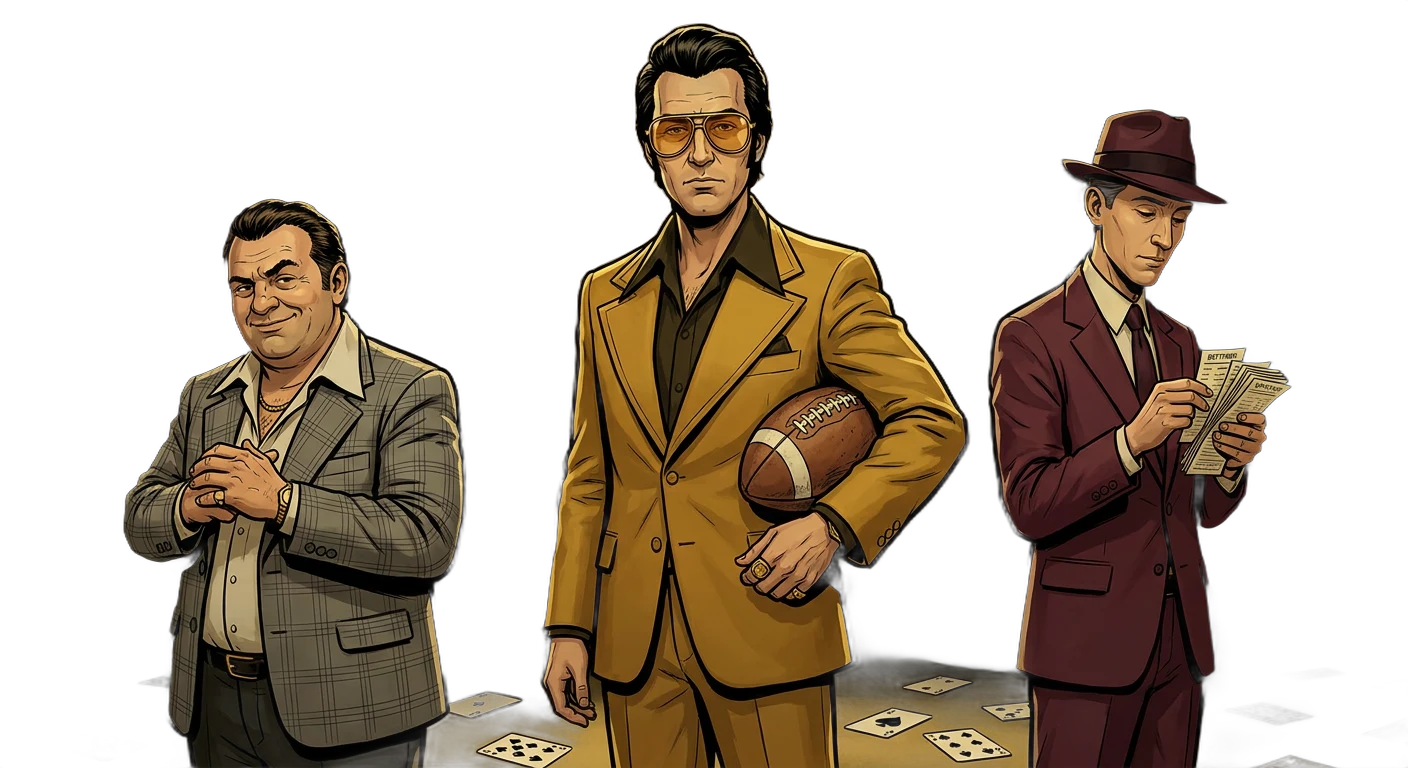 Ace standing at the center of his crew in the sportsbook